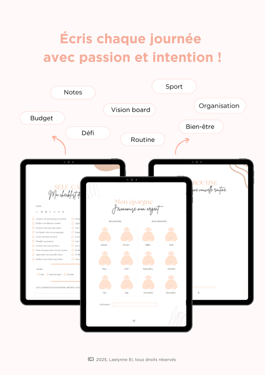 Planner digital d'organisation - Productivité, motivation & bien-être